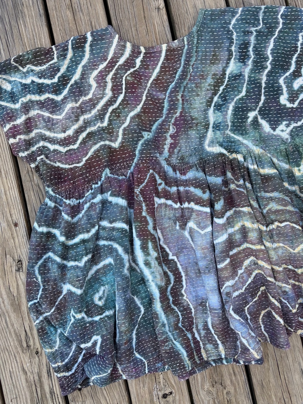 Ice Dyed Kantha Bae Daydreamer Mini Dress -  Pockets